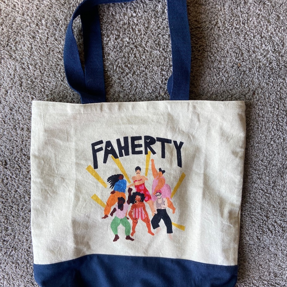 Faherty NEW Tote Bag Canvas Shopping Bag Reusable Logo inside pocket beach - Picture 1 of 3